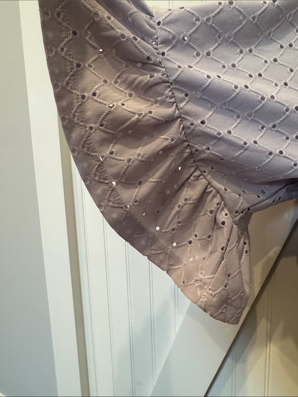 Lavender Eyelet Wrap Dress with Smocked Waist - Picture 3 of 4